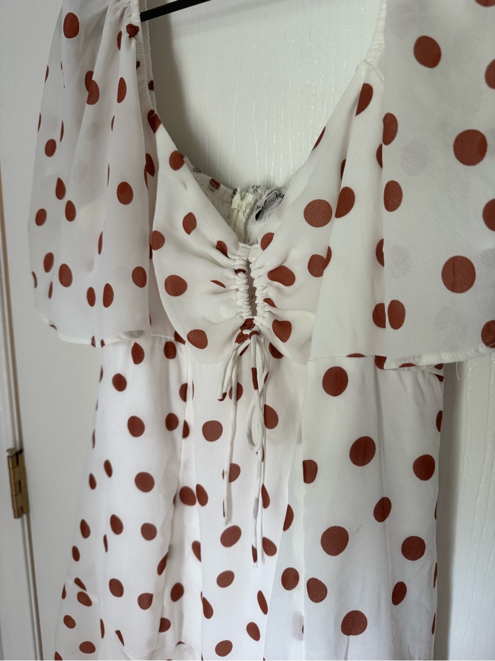 Abercrombie and Fitch White and Brown Polka Dot Mini Dress - Picture 2 of 4
